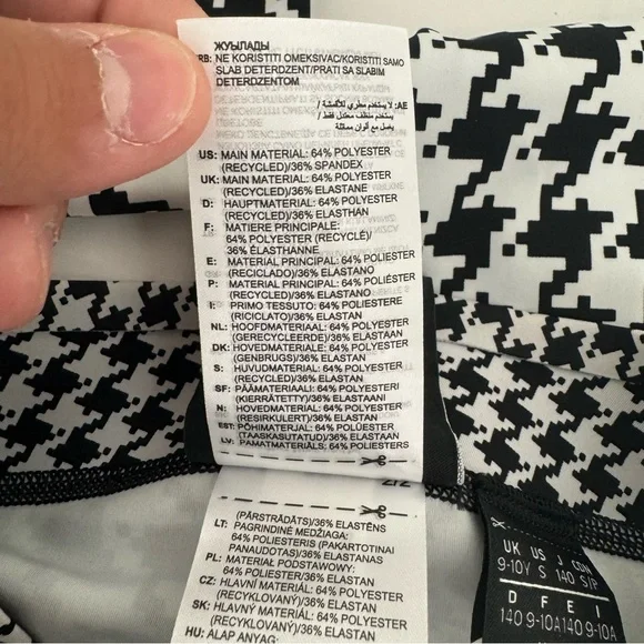 NWT adidas Ivy Park Big Girls Nina Tights Houndstooth Size S black White New - Picture 9 of 16